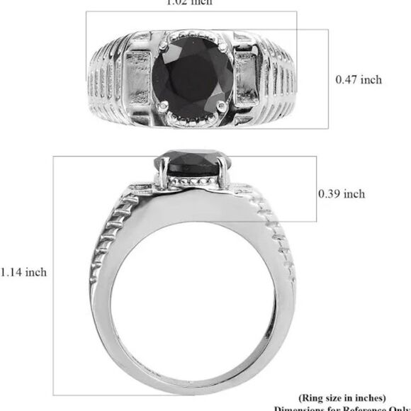 Thai Black Spinel 3.20 ctw Men's Ring in Stainless Steel NWT - Picture 7 of 11
